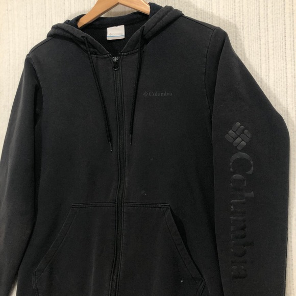 Columbia‎ Full Zip Hoodie Jacket Logo Activewear Casual Black Mens Small - Picture 1 of 13